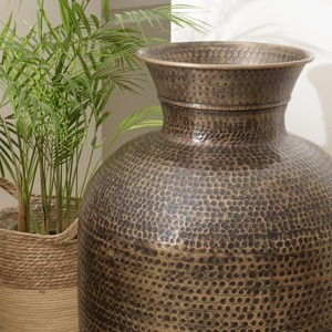 Vase de sol en bronze artisanal, design rustique, hauteur 78 cm, Ø55 cm - Product Image 6