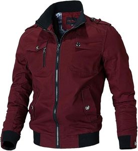 Blouson bomber coupe-vent noir pour homme, col montant, fermeture éclair, vêtement d'extérieur décontracté pour l'automne et l'hiver - Product Image 4