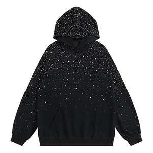 Sudadera con capucha de poliéster y algodón de 370 g, forrada, transpirable, de invierno, con cremallera y pedrería, de felpa francesa, personalizada para fabricantes de ropa. - Product Image 1