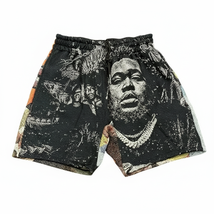 Fabricant de vêtements, short homme en molleton 100% coton, streetwear, effet délavé, logo appliqué personnalisé, style usé. - Product Image 6