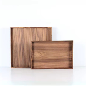Plateau ottoman en bois de noyer avec poignées, plateau décoratif pour le salon - Product Image 1