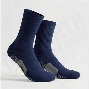 Crew <b>Socks</b> Solid Navy Blue 100% Cotton Breathable Knitted Regular Style Adult Daily Casual Spring Wear - Product Image 3