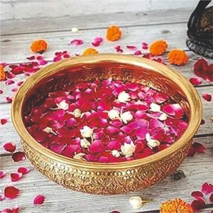 Urli de Loto con Acabado de Latón de Lujo, Tazón Decorativo de Metal Martillado al por Mayor, Artículo de Regalo Tradicional Indio para Diwali, Centro de Mesa para el Hogar - Product Image 6