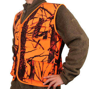 Chaleco de Caza sin Mangas para Hombre, Color Naranja y Negro, Estampado de Árboles, Transpirable, de Poliéster, para Otoño - Product Image 3