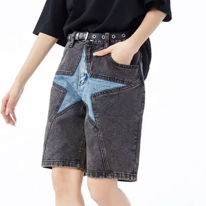 Manufacturer Custom 100% Cotton Casual Double Knee Distressed Vintage Acid Wash Baggy Rhinestone Jorts Denim <b>Jeans</b> Shorts <b>Men</b> - Product Image 4
