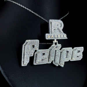 Iced Out Custom Moissanite Colgantes Charms Latter Bail 925 Silver Full Setting Custom Letter Moissanite Pendant - Product Image 1