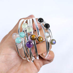 Wholesale Multi-Gemstone Spiral Bangle <b>Bracelet</b> 925 Sterling <b>Silver</b> Plated Adjustable Wrap <b>Cuff</b> Jewelry for Women - Product Image 5