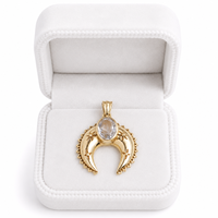 Pendentif lune croissante en topaze bleue, collier céleste en laiton doré, bijou bohème en pierre précieuse, cadeau pour femme