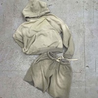 Oye Hoye International Setelan Hoodie dan Celana Panjang Unisex Warna Hijau Zaitun 100% Poliester Warna Solid Kasual Longgar