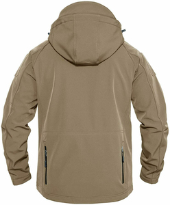 Chaqueta Softshell con Capucha para Hombre, Resistente al Agua, Cierre de Cremallera, Corte Regular, Material de Poliéster, Color Sólido - Product Image 2