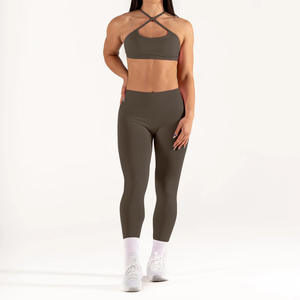 Wholesale Custom Hot Plus Size Sexy Yoga Sets Women's V-Neck Backless Sports <b>Bra</b> and High Waist Yoga Sets MADE BY HS - Product Image 2