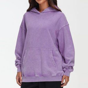 Best Selling Premium Quality Women's Winter Acid Wash Hoodie Customized Logo Solid Color Acid Wash Hoodie For Online Sale - Product Image 6