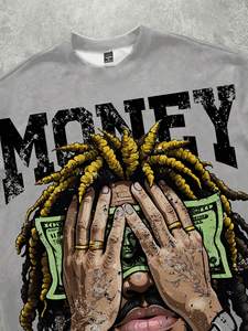 Camiseta de Manga Corta con Estampado Gráfico de Letras para Hombre, Verano, Camiseta con Diseño de Dinero, Ropa con Estampado de Dinero - Product Image 2