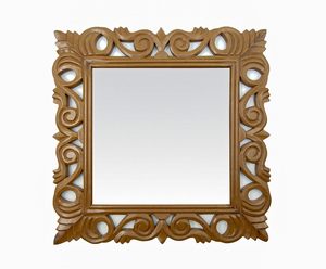 Carved Wooden Wall Mirror <b>Square</b> Decorative Vanity Accent Mirror Rustic Vintage Farmhouse <b>Frame</b> for Bedroom Living Room - Product Image 1