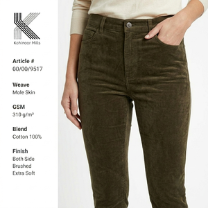 Pantalones de Algodón Moleskin para Mujer, 310GSM, Pantalones Casuales de Invierno, Fabricante y Proveedor OEM ODM - Product Image 1