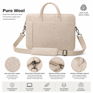 Sacoche Moderne en Pure Laine pour Ordinateur Portable avec Bandoulière Amovible/Lightweight Protective Carry Case for 15.6-Inch Laptops - Product Image 1