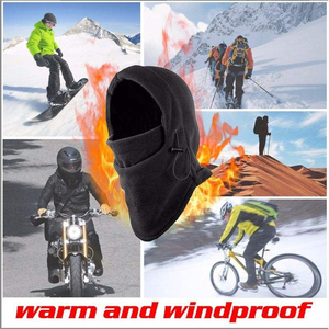 Cagoule thermique en polaire taille unique unisexe pour sports d'hiver en extérieur, noire unie - Product Image 6
