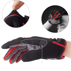 Gants de cyclisme à doigts complets, noir, rouge, gris, respirants, avec protection des paumes en maille, équipement de sport en plein air - Product Image 2