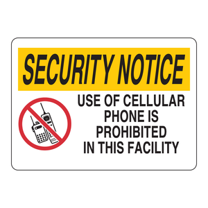 Señal de Advertencia Reflectante Brady: Uso de Celulares Prohibido en Interiores/Exteriores - Product Image 1