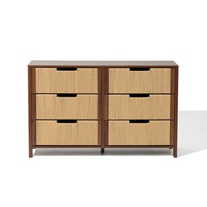 Modern Wooden Storage <b>Cabinet</b> Made of Quality Solid Wood with Rattan Weave and <b>Walnut</b> Color for Indoor Use. - Product Image 1