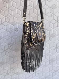 Nuevo Bolso de Mano Metálico con Flecos de Piel y Pelo, Bolso Bandolera de Piel con Flecos, Bolsos de Piel con Pelo para Fiesta, Bolso de Mano para Mujer - Product Image 2
