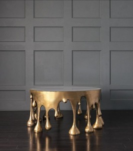 Table console contemporaine en résine noire avec design goutte d'eau, mobilier de hall décoratif moderne, plateau en verre trempé - Product Image 4