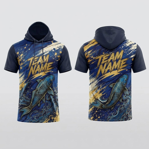 เสื้อฮู้ดน้ำหนักเบาสำหรับผู้ชาย แขนสั้น โพลีเอสเตอร์ เสื้อทีม OEM สกรีนชื่อและหมายเลขได้ ชุดกีฬา - Product Image 1