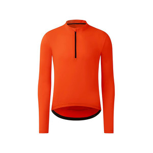 Jersey de Ciclismo de Manga Larga para Hombre, Color Naranja, con Cierre Completo, Transpirable, de Secado Rápido, para Alto Rendimiento - Product Image 1