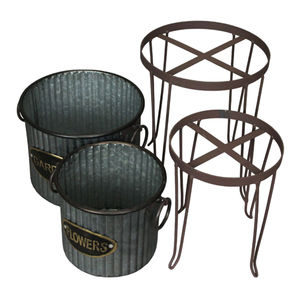 Jardinière en métal galvanisé de grande qualité sur support avec roulettes, style farmhouse, pour intérieur et extérieur, à prix avantageux - Product Image 6