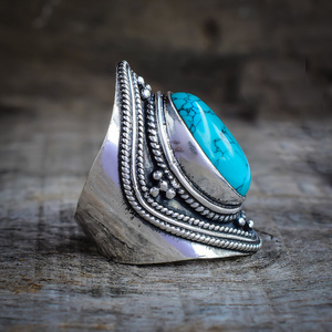 Oval <b>Turquoise</b> <b>Ring</b> 925 Sterling Silver Classic Style Engagement <b>Ring</b> Wedding Jewelry Gift For Her - Product Image 3