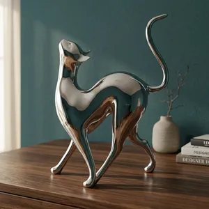 Escultura Moderna de Ciervo en Acero Inoxidable Pulido, Estatua Decorativa de Animal, Arte Metálico de Lujo para Decoración de Hogar, Hotel, Jardín u Oficina - Product Image 2