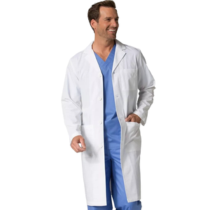 Blouse de laboratoire unisexe en coton et polyester tissé blanc WARPRO INDUSTRY pour médecins avec détection d'aiguilles et fusion sans couture - Product Image 1