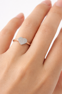 เครื่องประดับเงินแท้ 925 ชุบทองคำสีกุหลาบรูปหัวใจสองสี สำหรับสัญญาและหมั้นหมาย - Product Image 2