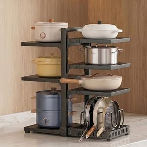 Three-Layer <b>Metal</b> Pot <b>Rack</b> Storage Holder Heavy Duty Kitchen Organizer Minimalist Standing Type Multifunctional Cookware <b>Shelf</b> - Product Image 1