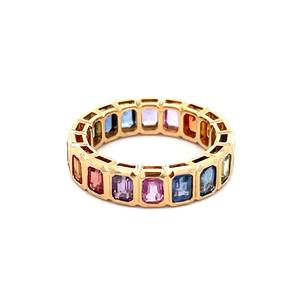 Bague Éternité de Luxe en Or 9K Entièrement Sertie de Saphirs de Laboratoire avec Monture Pavée pour Femme – Cadeau Idéal pour Fiançailles et Anniversaire - Product Image 2