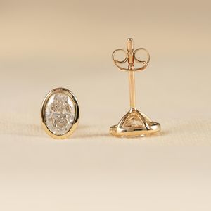 High Demand 1.01CT Oval Cut Diamond Solitaire Stud Earrings Lab Grown 18K Yellow Gold Wedding & Engagement Party Jewelry Charms - Product Image 3