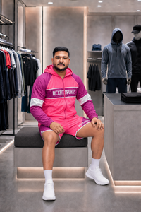 REXFIT SPORTS 2026 Ensemble veste coupe-vent et short en nylon rose et violet personnalisé, marque privée, streetwear, vêtements de sport - Product Image 5