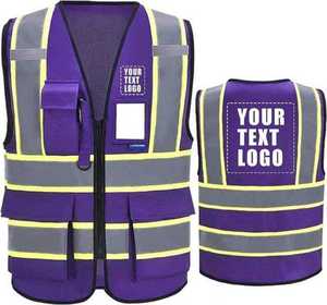 Gilet de sécurité jaune fluorescent haute visibilité, gilet de travail réfléchissant avec fermeture éclair sur le devant, équipement de sécurité pour la construction, fabricant OEM - Product Image 2