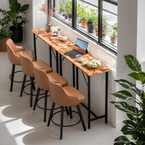 43-Inch <b>Brown</b> Bar <b>Table</b> with Durable MDF Top and Metal Frame 209 Lbs Capacity Pub Height for Kitchen/Bar Counters - Product Image 6