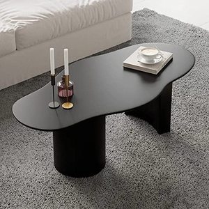 Mesa de Centro Moderna de Madera Irregular con Forma de Nube, Mueble Minimalista para Sala de Estar, Mesa de Centro Resistente con Acabado Negro, Muebles para el Hogar - Product Image 2