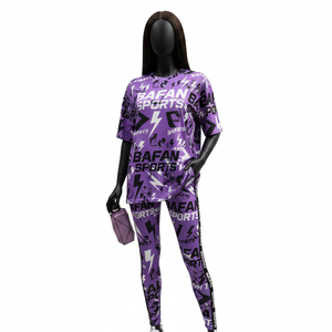 Conjunto de Camiseta de Algodón Premium de 300GSM y Leggings de 260GSM, con Logotipo 3D Personalizado, Paneles de Hombro Acanalados, Traje para Yoga y Gimnasio - Product Image 6