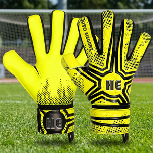 Gants de gardien de but de football jaunes professionnels avec paume en latex à forte adhérence et sangle de poignet réglable - Product Image 3