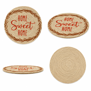 Round <b>Linen</b> <b>Placemat</b> Home Sweet Home Printed Plant Pattern Classic Style Washable for Home Use - Product Image 3
