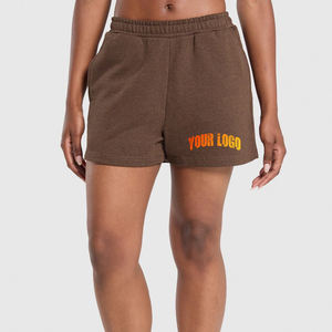 Shorts de mujer transpirables con logotipo bordado personalizado OEM, 100% algodón, shorts casuales negros de alta calidad para mujer con dobladillo sin rematar. - Product Image 2