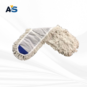 A&S Durable 5x24 Balai à poussière blanc en coton à extrémités coupées, support en polyester, manche en aluminium, essoreur automatique pour sols multiples - Product Image 1