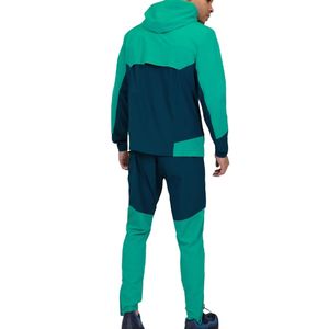 เสื้อฮู้ดดี้สีเขียวกรมท่าคุณภาพสูงแบบมีแผง และกางเกงจ็อกเกอร์ทรงเข้ารูปสำหรับผู้ชาย ชุดออกกำลังกายกลางแจ้ง แห้งเร็ว - Product Image 2