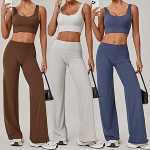 Conjunto de Yoga para Mujer Hecho en Pakistán, 2 Piezas, Secado Rápido, Transpirable, Ecológico, Ligero, Spandex/Nylon, Cintura Elástica, Color Sólido - Product Image 6