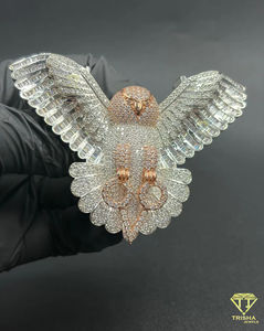 Pendentif Hibou Personnalisé Haut de Gamme Sertie de Diamants VVS Cultivés en Laboratoire en Argent Sterling 925, Bijoux Hip Hop - Product Image 5