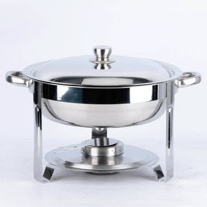 Calentador de Comida para Banquetes Dorado con Caligrafía Árabe Real Recortada, Base con Patrón Geométrico Islámico y Gancho para Pilar - Product Image 1