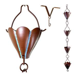 Cadena de lluvia de metal martillado clásica para colgar, sustituto de bajante, para drenaje exterior duradero - Product Image 6